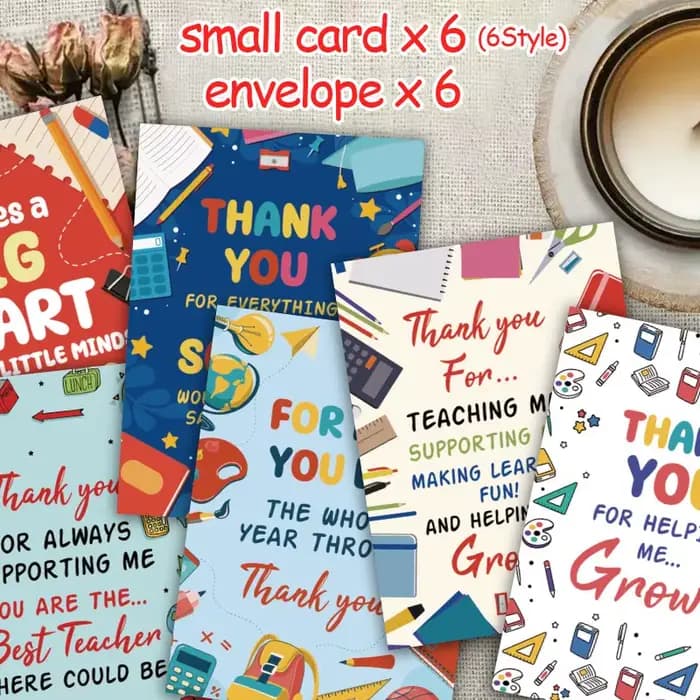 6 cartes de remerciement pour enseignants, le meilleur enseignant de tous les temps, merci de m'avoir aidé à grandir, cartes de remerciement pour la famille ou les amis