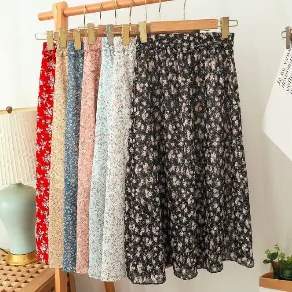 Femme jupe 2025 été nouveau coréen Ins mode tempérament doux Vintage Floral mince polyvalent taille haute femme jupe
