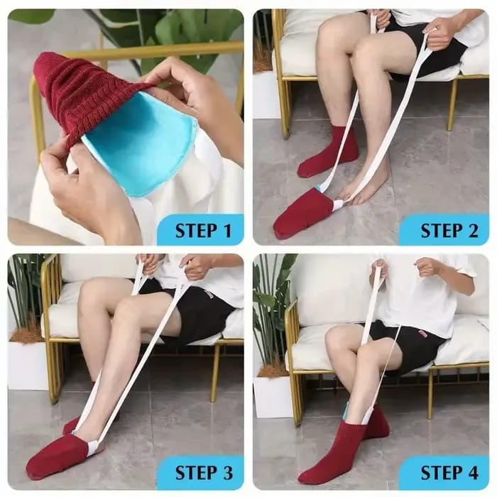 Outil d'aide à la mise des chaussettes sans se pencher