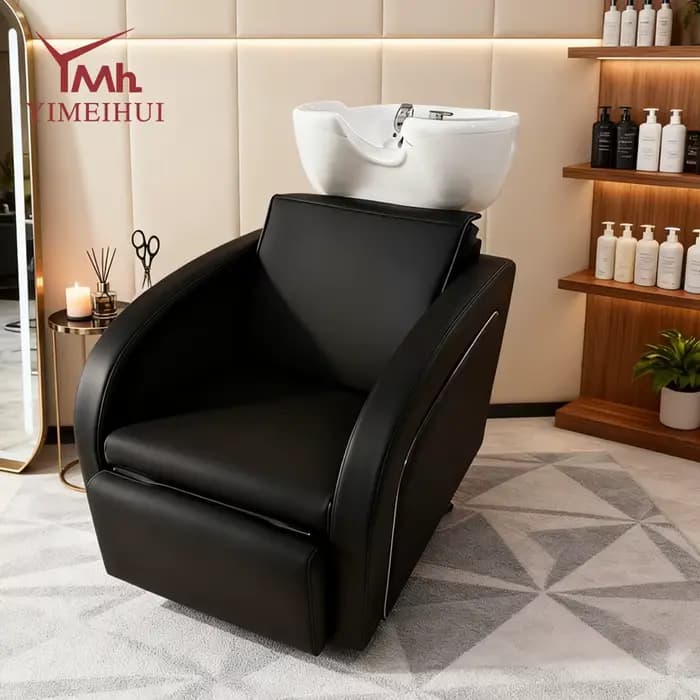 Chaise de lavage à contre-courant pour Salon de coiffure, bol de shampoing de Massage, chaise de lit avec repose-pieds électrique