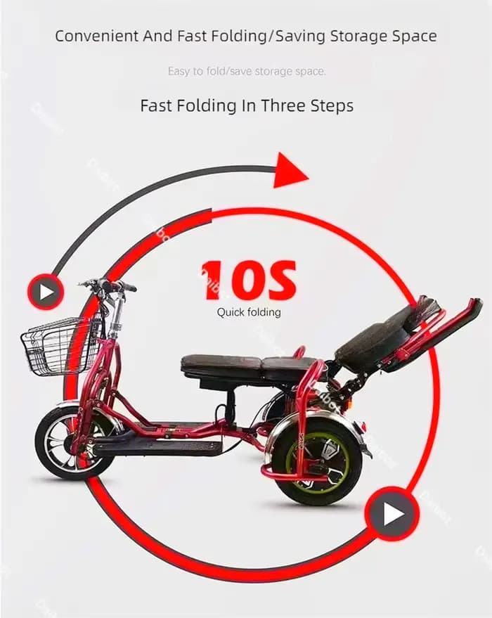 Scooter électrique pliant à 3 roues pour le transport 180 ° Tricycle