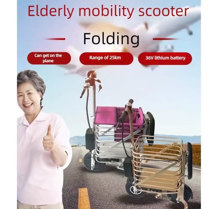 Tricycle électrique pliant pour adultes et personnes âgées