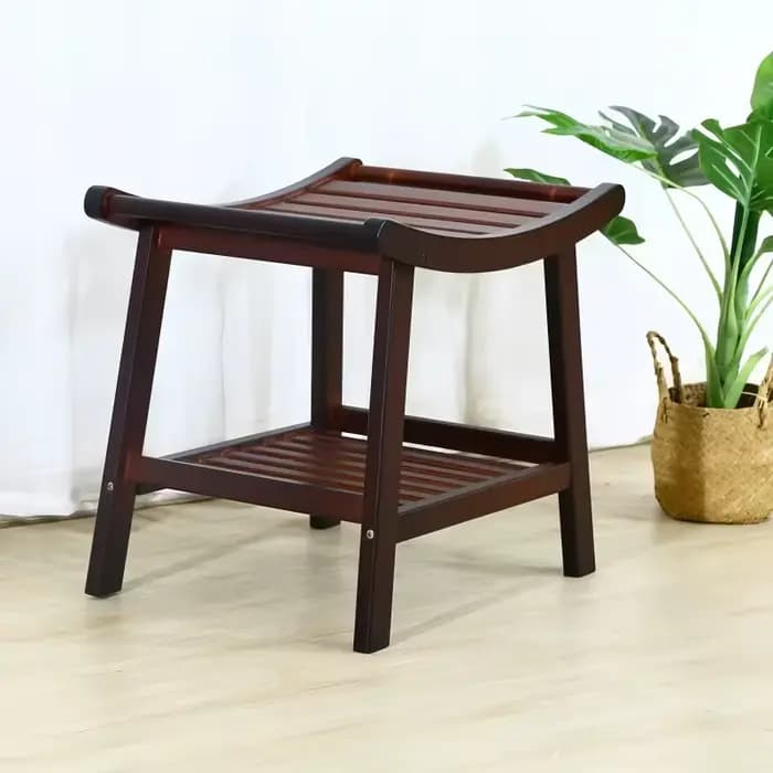 Tabouret de douche antidérapant en bambou