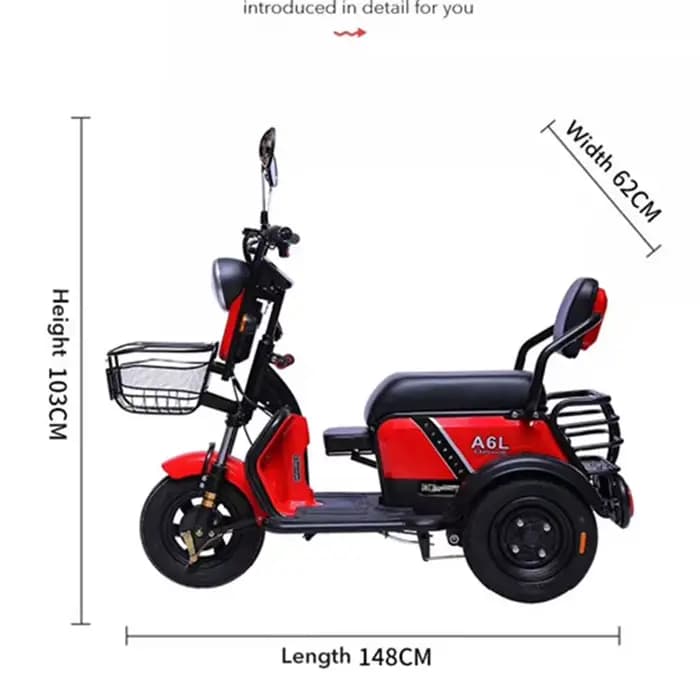 Tricycle électrique à trois places pour Parent et enfant