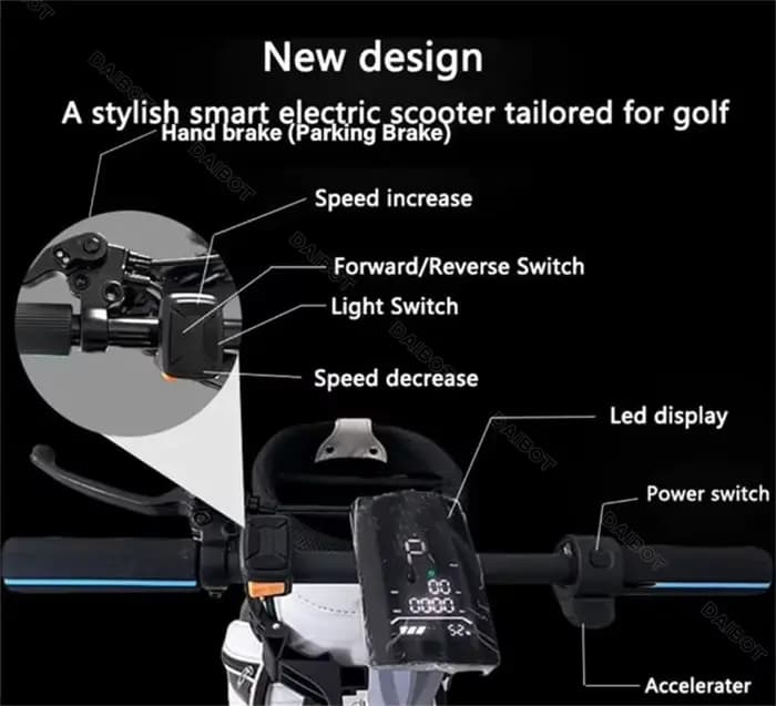 Trottinette électrique puissante et solide amovible avec chariot de Golf 4 roues Scooters électriques Scooter de mobilité de voyage tout Terrain