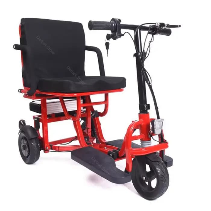 300W/350W 10AH 36V/48V 3 roues Scooter électrique pour personnes âgées 8 pouces/10 pouces Tricycle pliant Portable