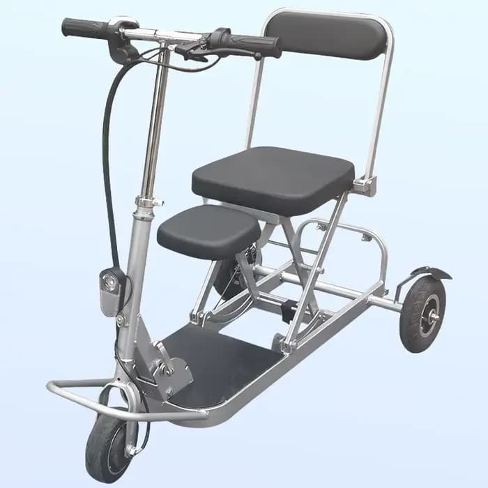 Famille pliante 3 roues 2 places Scooter de mobilité personnes âgées léger pour voyage 250W 36V Tricycle électrique pliable adultes filles