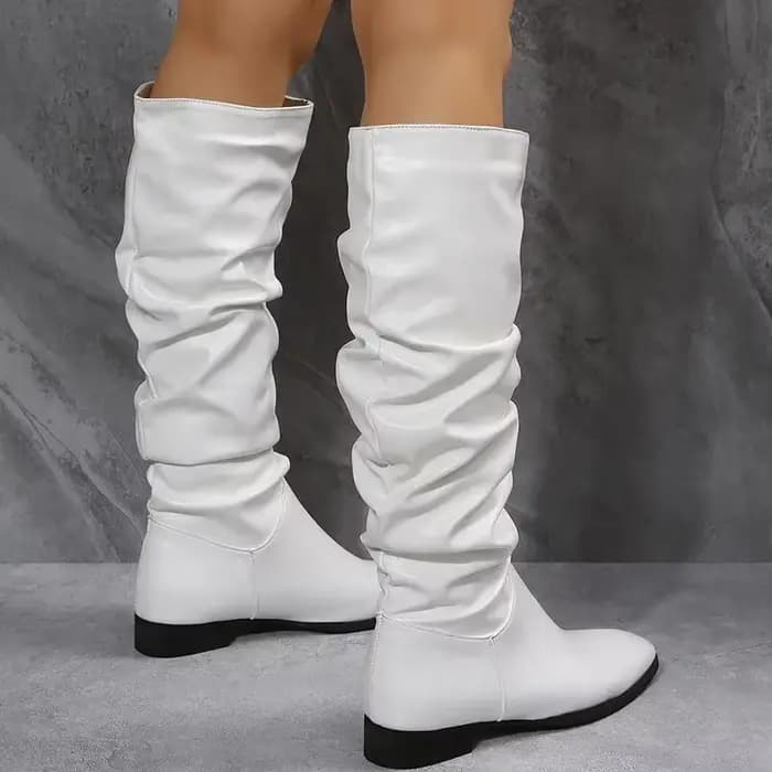 Femmes bottes longues nouvelles bottes pour femmes mode bout pointu bottes hautes confortable mi talon sans lacet femme chaussures botte