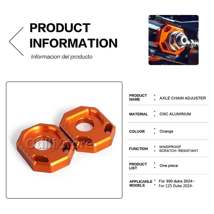 Bloc d'essieu arrière de moto Orange avec Logo