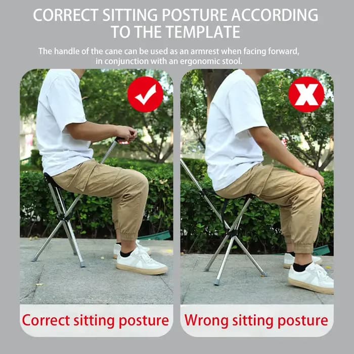 Chaise de béquille pliable d'extérieur pour personnes âgées