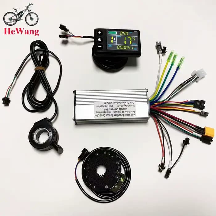 Contrôleur de moteur sans balais à onde sinusoïdale 24V 36V 48V 500W-1000W 30A avec écran LCD S866 et PAS et accélérateur pour e-scooter e-bike