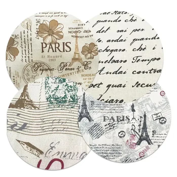 Tissu imprimé tour Eiffel de Paris, tissu artisanal en coton et lin pour bricolage, nappe faite à la main, artisanat d'art, fournitures de décoration