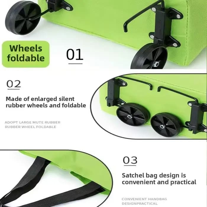 Chariot de courses pliable portable avec roues