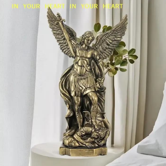 Statue de Saint Michel pour l'autel de l'église, décoration intérieure, protection de la maison, sculpture religieuse, idée cadeau, décoration en résine