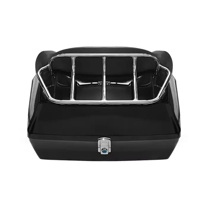 Top Case Moto ABS 48L, Boîte Arrière pour Scooter Électrique avec Porte-Bagages, Peut Contenir Deux Casques Intégraux, Dossier Souple