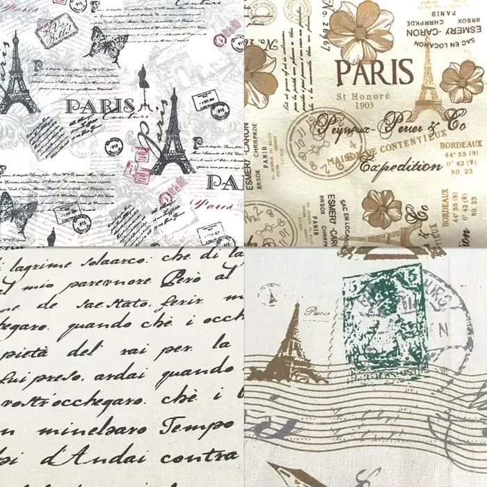 Tissu imprimé tour Eiffel de Paris, tissu artisanal en coton et lin pour bricolage, nappe faite à la main, artisanat d'art, fournitures de décoration