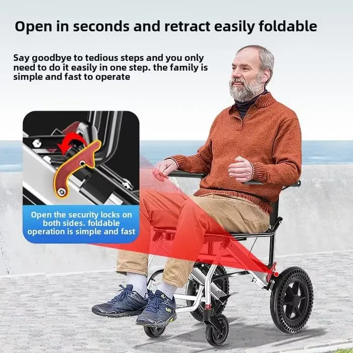 Fauteuil roulant ultraléger pliable en titane pour personnes handicapées
