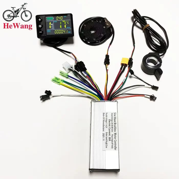Contrôleur de moteur sans balais à onde sinusoïdale 24V 36V 48V 500W-1000W 30A avec écran LCD S866 et PAS et accélérateur pour e-scooter e-bike