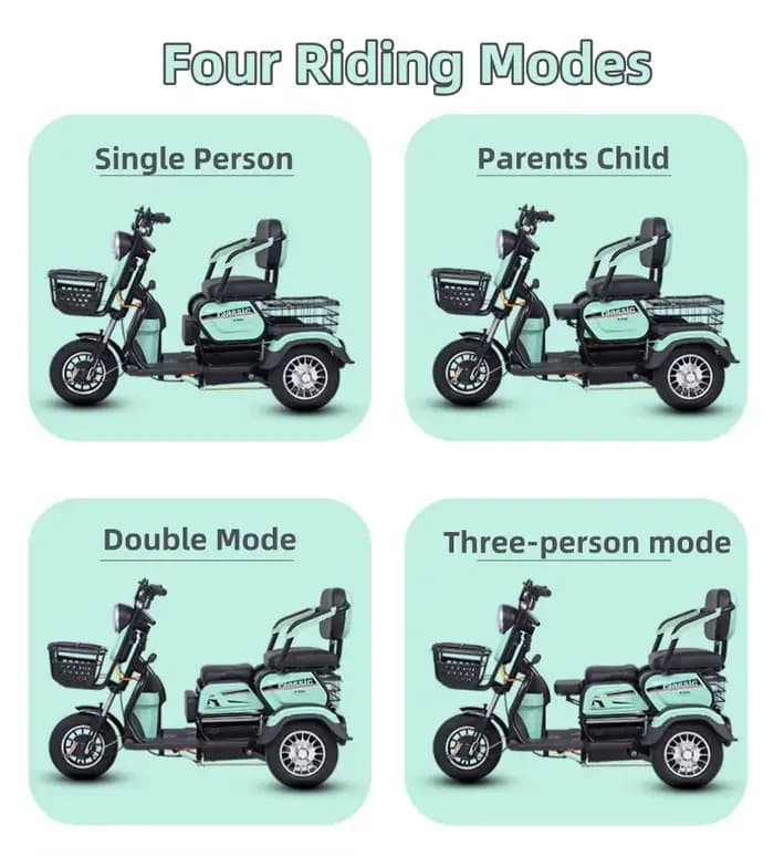 Tricycle électrique avec siège passager pour adultes et personnes âgées