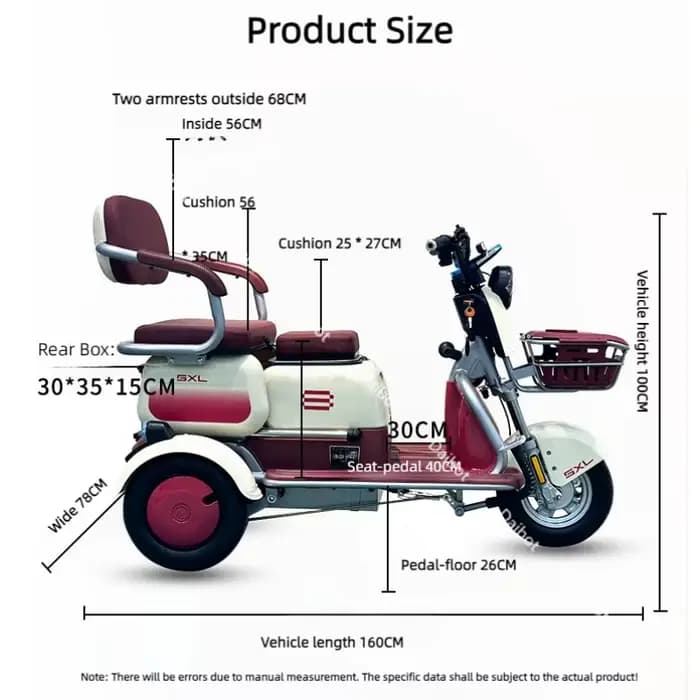 Scooter de mobilité à 3 roues pour adultes