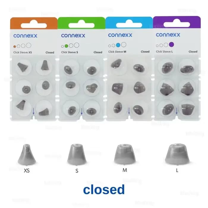 Kit d'accessoires pour appareils auditifs Signia/Rexton Vibe | Domes ouvertes + manchons Connexx Click + embouts