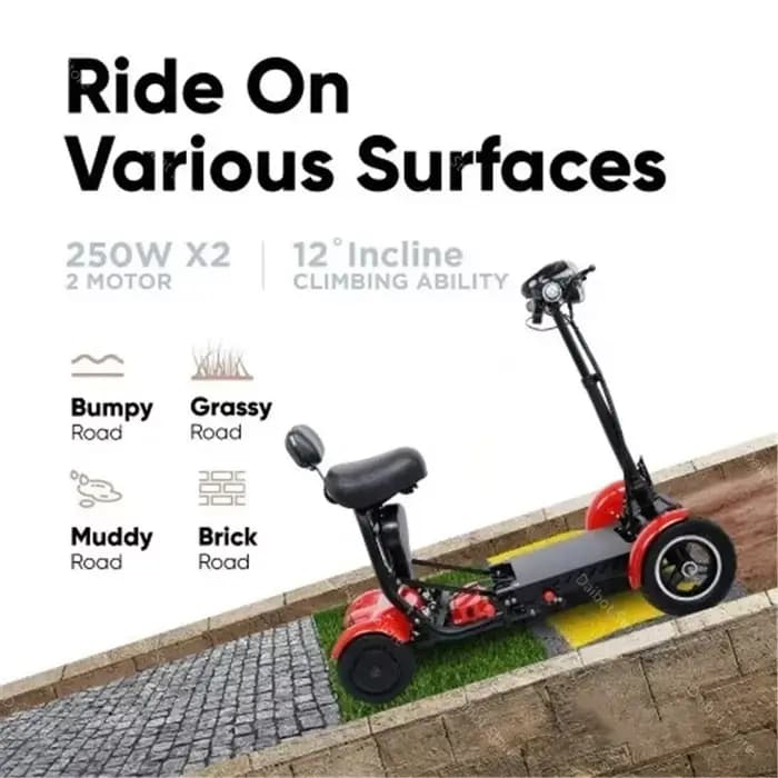 Scooters de mobilité à 4 roues pour 2 personnes avec siège bébé 500W 36V 15.6AH adultes 10 pouces Scooter électrique double moteur