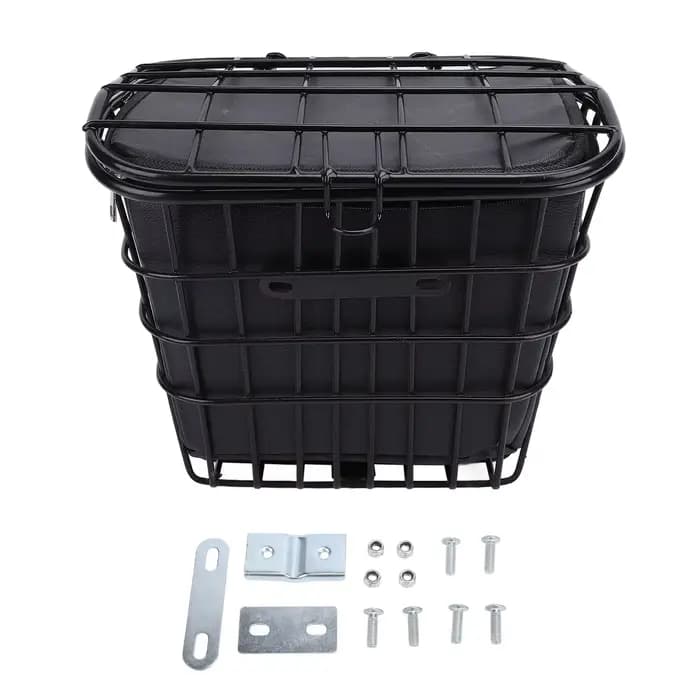 Panier de rangement avant pour vélo avec sac intérieur noir
