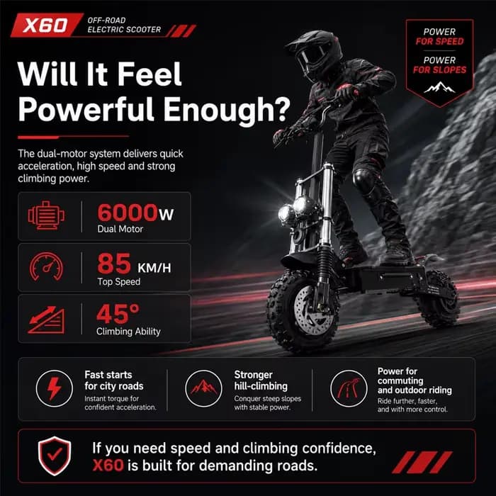 Scooter électrique pour adultes, vitesse maximale 85-90 km/h, 30 Ah, moteurs puissants 6000 W, pneus tout-terrain 11 pouces, e-scooter