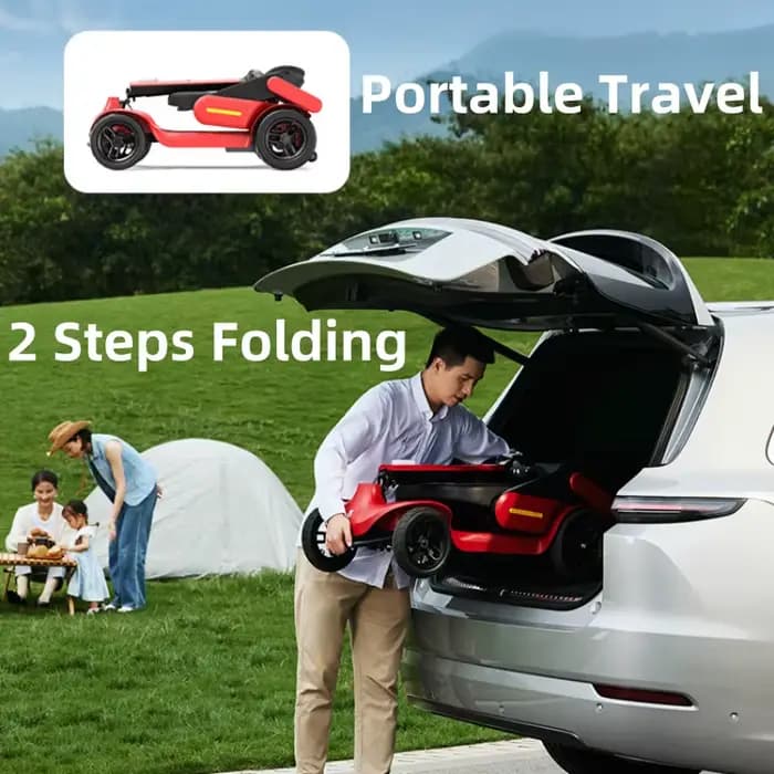 Trottinette électrique intelligente pliante légère handicap 4 roues avec panier 40KM 250W Mini Scooter de mobilité pliable pour personnes âgées