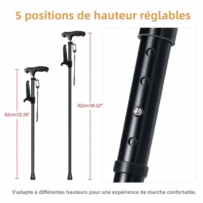Canne de marche pliable pour seniors