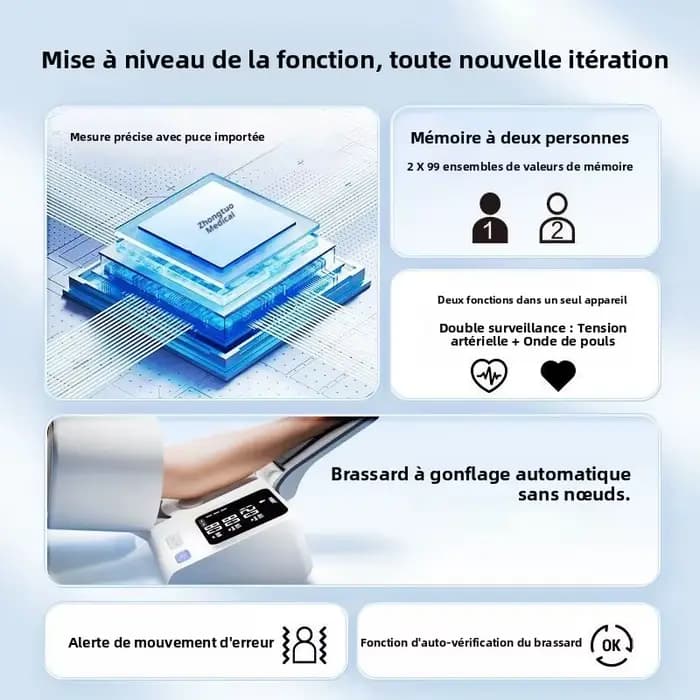 Tensiomètre domestique avec grand écran et annonces vocales