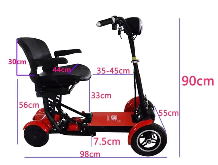 Scooter électrique pliant à 4 roues pour handicapés