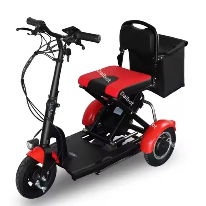 Trottinette de mobilité pliante légère à 3 roues pour personnes âgées avec dossier pliable/support de sac 300w Tricycle électrique voiture adultes