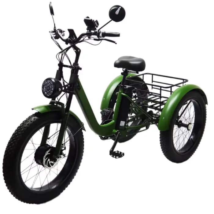 Tricycle électrique de chargement de 3 roues pour adulte puissant 750W 48V 15AH 24 pouces gros VTT