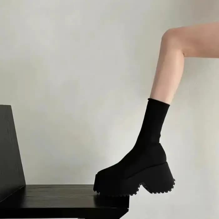 Bottes Chelsea à talons très hauts pour femmes, plateformes épaisses, escarpins sexy gothiques, chaussures de moto noires, nouvelle collection 2026 pour femmes