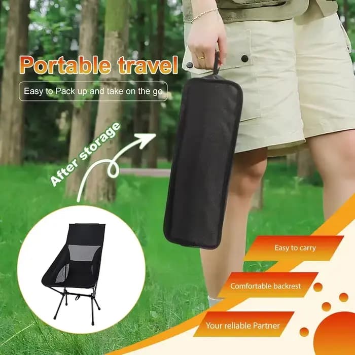 Chaise de camping à dossier haut, chaise pliante ultra-légère et compacte pour adultes avec sac de transport, installation rapide pour l'extérieur
