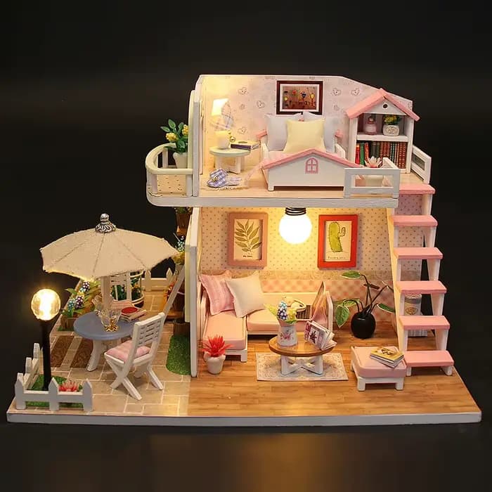 Kits de modèles de construction en bois à monter soi-même, maison de poupée miniature en bois, maisons de poupées assemblées, jouets de décoration pour la maison, cadeaux d'anniversaire