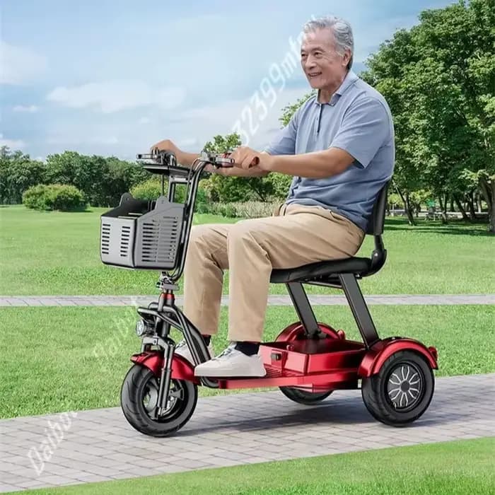 Tricycle scooter léger et pliable pour personnes âgées avec batterie amovible/anti-vol