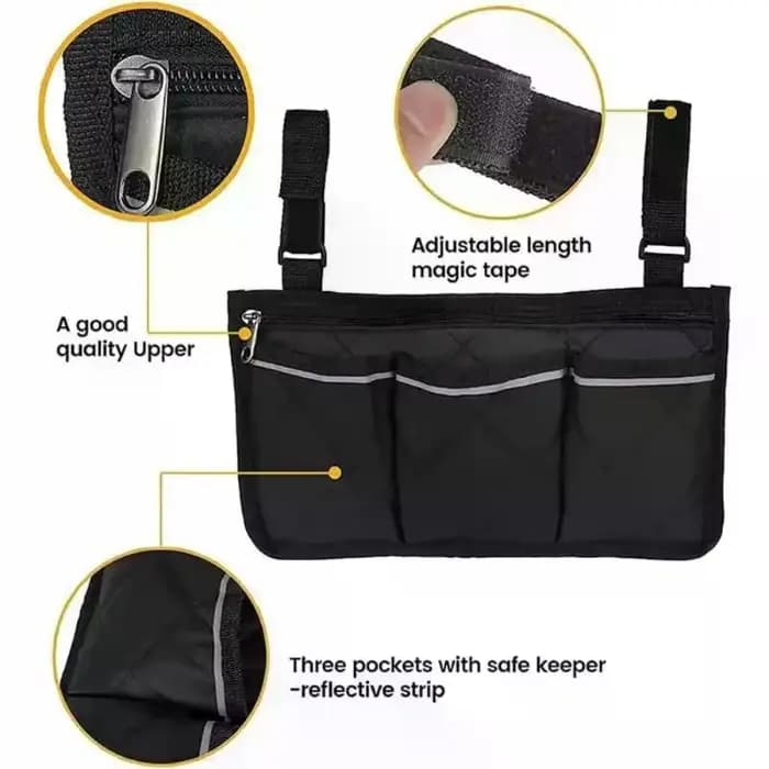Sac de rangement pour accoudoir de fauteuil roulant