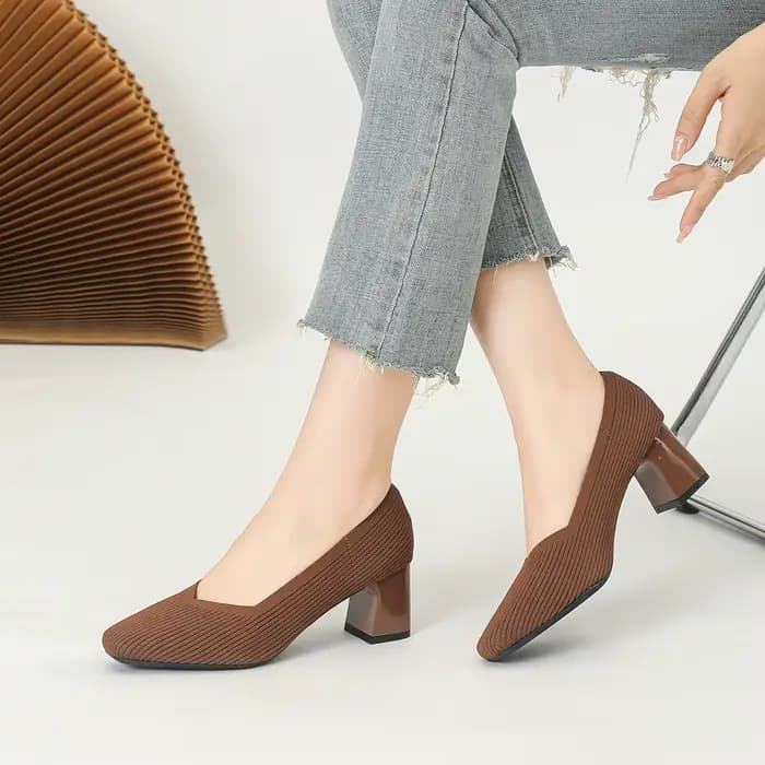 Chaussures à talons hauts confortables pour femmes, talon carré