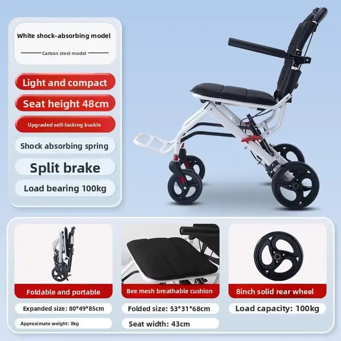 Fauteuil roulant portable en alliage d'aluminium