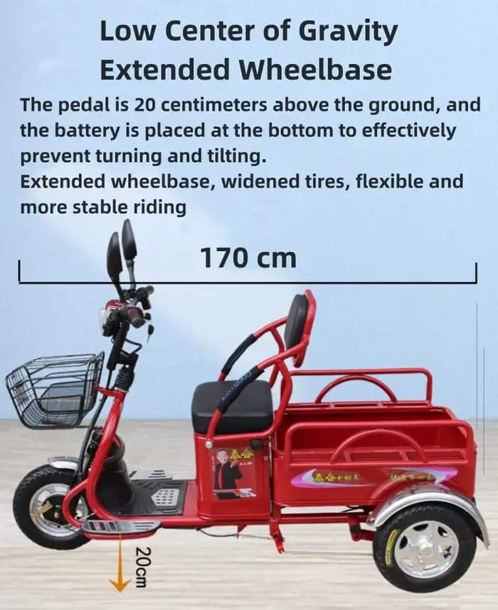 Tricycle électrique adulte à 3 roues pour personnes âgées