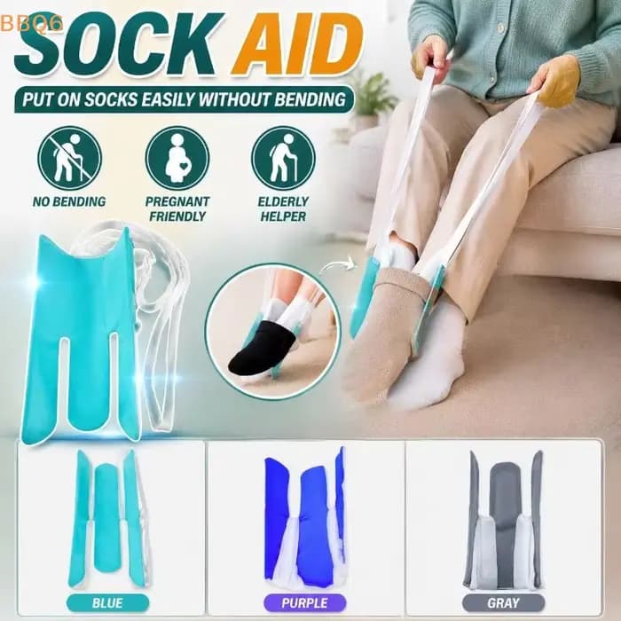 Outil d'aide à la mise de chaussettes sans se pencher, dispositif de tirage de chaussettes, aide à la pose de chaussettes, tire-chaussettes facile pour personnes âgées, handicapées, enceintes, usage q