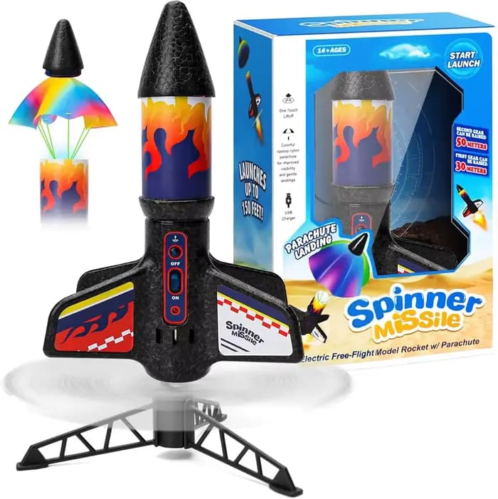Lanceur de fusée pour enfants, jouet de fusée à Air motorisé à lancement automatique, fusées avec terre de Parachute, 200 pieds de vol, jouets d'extérieur