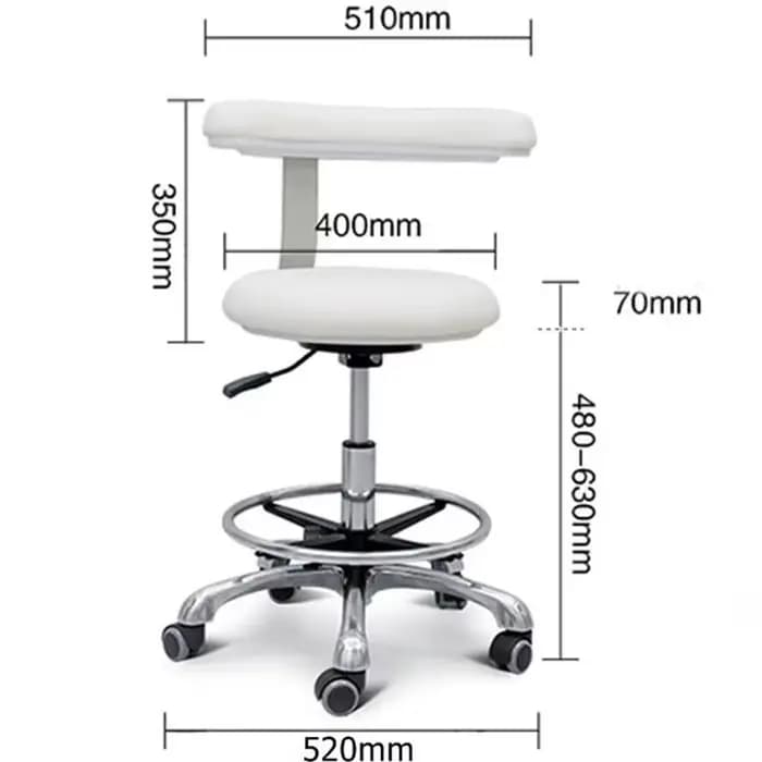 Chaise de dentiste médical, tabouret de médecin d'infirmière chirurgicale avec accoudoir rotatif à 360 degrés, chaise d'assistant en cuir PU
