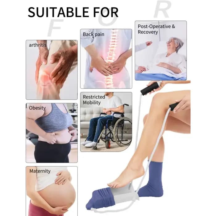 Aide à chaussettes pour personnes âgées avec poignées en mousse faciles à saisir