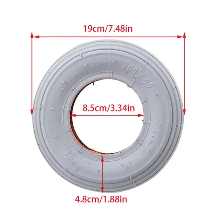 Pneu extérieur gris 200x50 de 8 pouces pour fauteuil roulant électrique