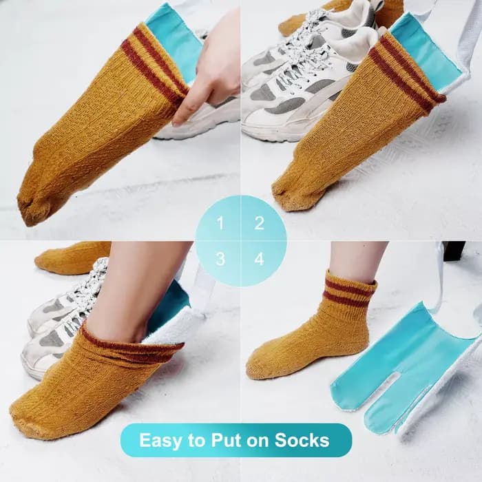 Aide à la mise et au retrait de chaussettes sans se pencher