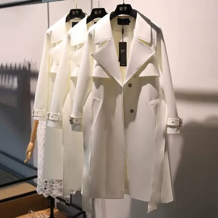 Manteau mi-long chic pour femme, manteau document monochrome, manches longues, simple, haut de gamme, mode printemps et automne, nouveau, 2024