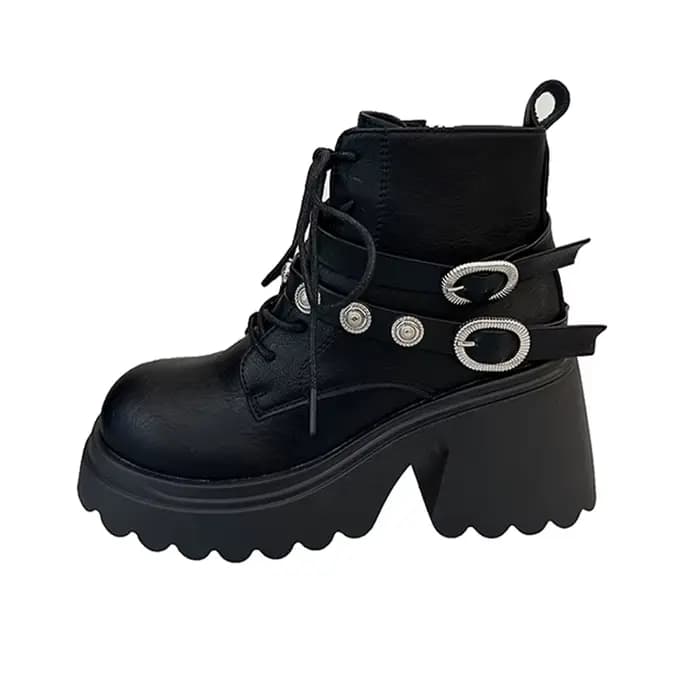 Bottines à talons hauts pour femmes, chaussures de styliste épaisses, escarpins à la mode, confortables, de luxe, Goth Chelsea, hiver